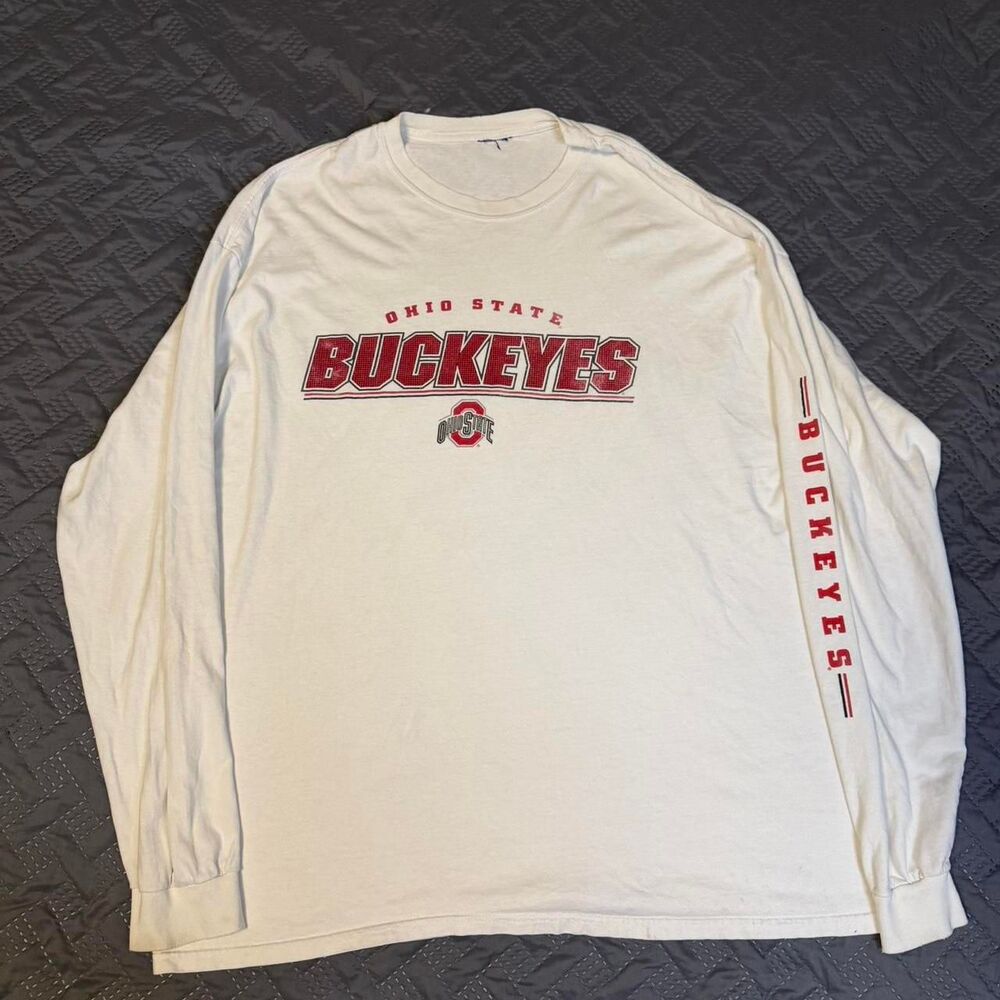Vintage 00s Ohio State Buckeyes white long sleeve shirt with sleeve print